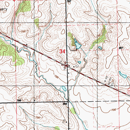Topographic Map of Round Grove (historical), IA