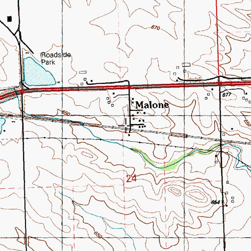 Topographic Map of Malone, IA