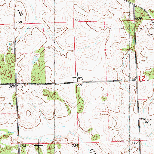Topographic Map of Villanova, IA