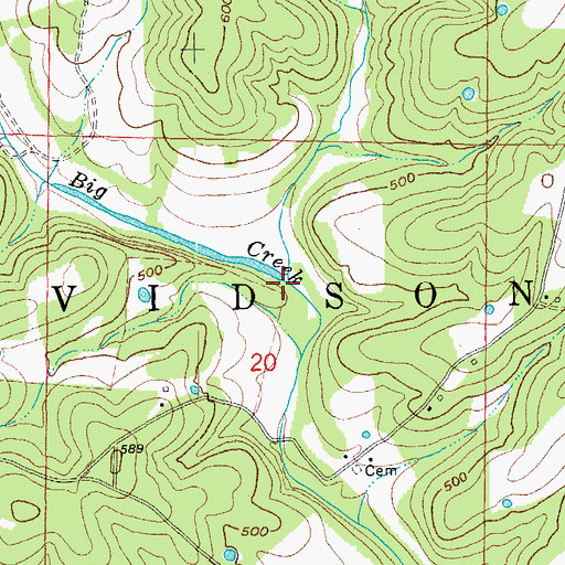 Topographic Map of Big Spring Branch, AR