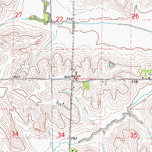 Topographic Map of Boltonville, IA