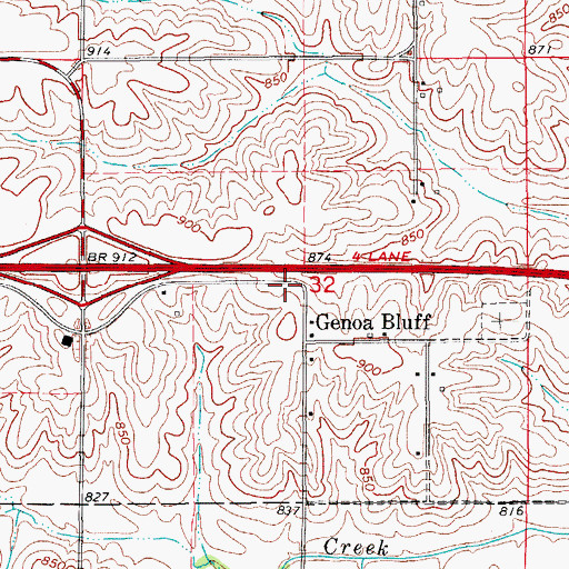 Topographic Map of Genoa Bluff, IA