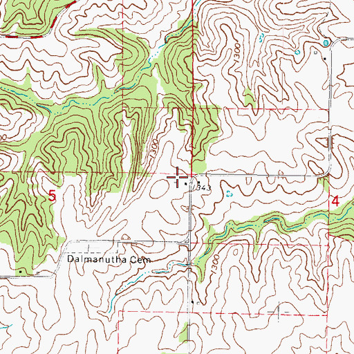 Topographic Map of Dalmanutha, IA