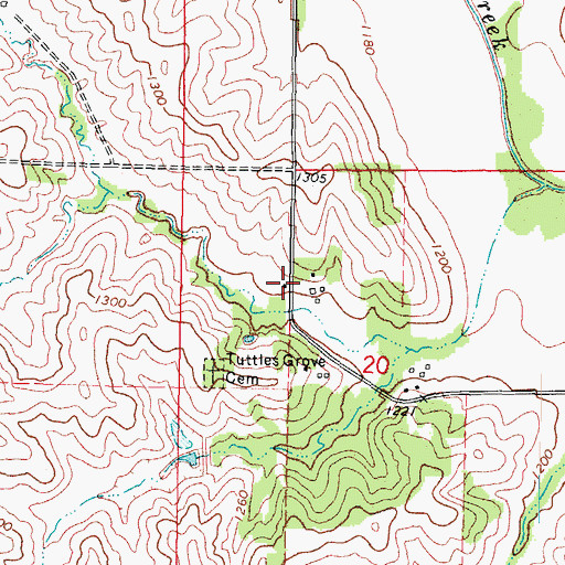 Topographic Map of Tuttle Grove, IA