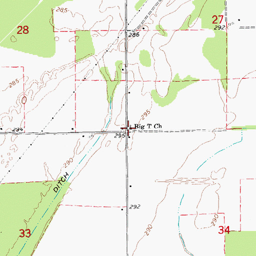 Topographic Map of Big T Church, AR