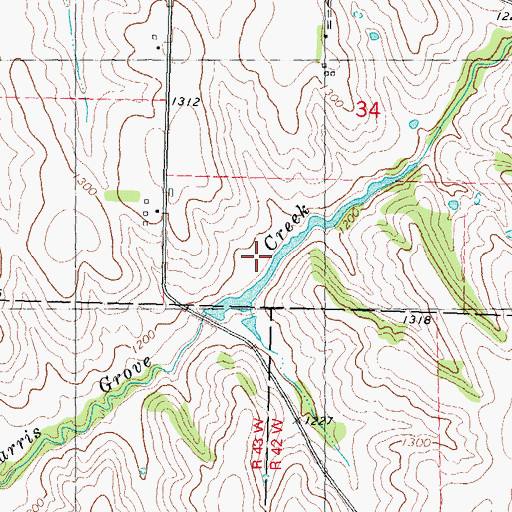 Topographic Map of Readers Mills (historical), IA