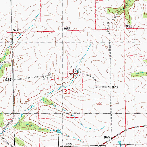 Topographic Map of Hickory Grove, IA