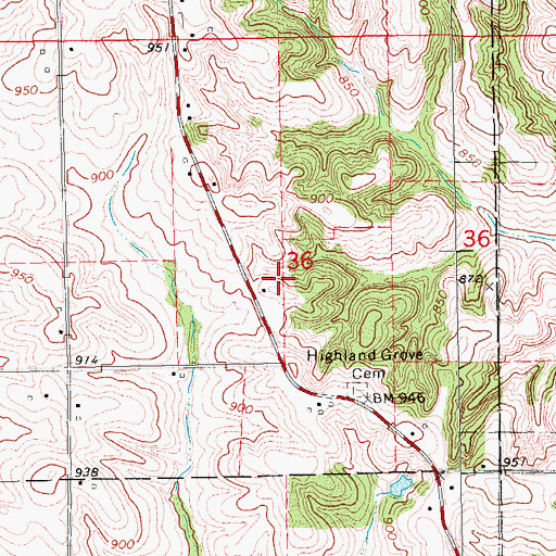 Topographic Map of Highland Grove, IA