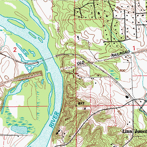 Topographic Map of Bridgeton (historical), IA