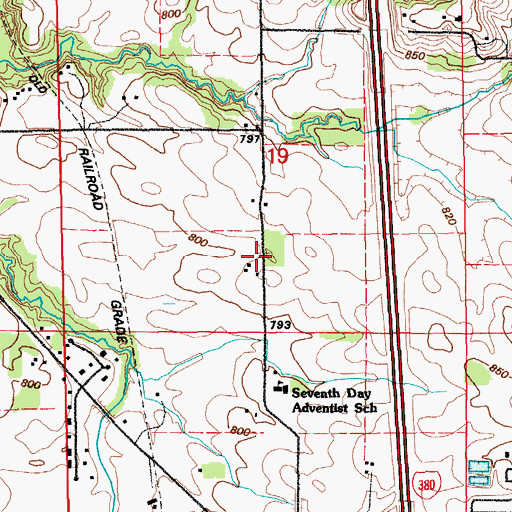 Topographic Map of Dry Creek, IA