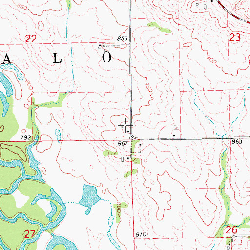 Topographic Map of Necot, IA
