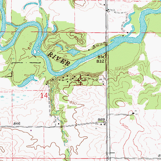 Topographic Map of Wapsa, IA