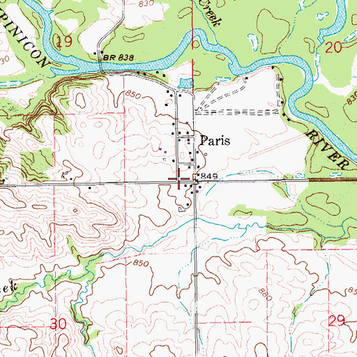 Topographic Map of Paris, IA