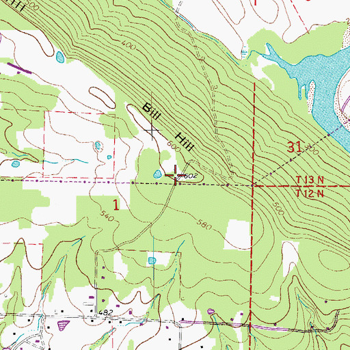 Topographic Map of Bill Hill, AR
