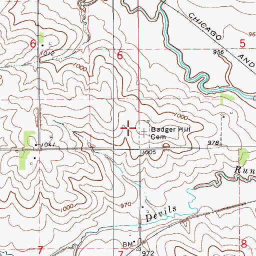Topographic Map of Badger Hill (historical), IA