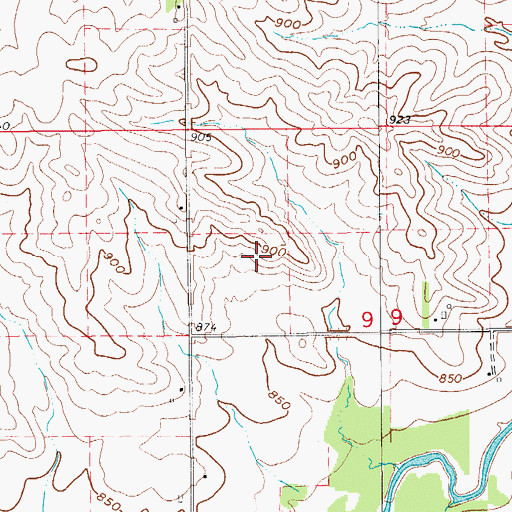 Topographic Map of Fifteen Mile (historical), IA
