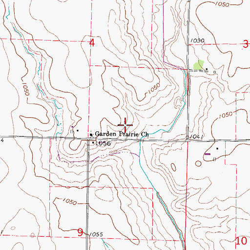Topographic Map of Garden Prairie, IA