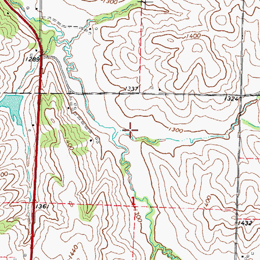 Topographic Map of Coon Creek (historical), IA