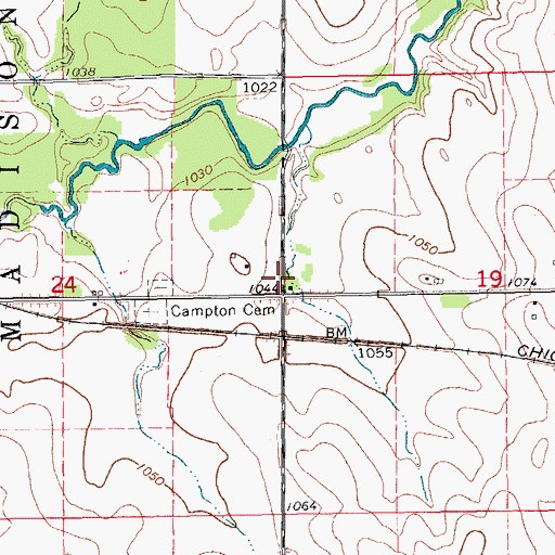 Topographic Map of Campton, IA