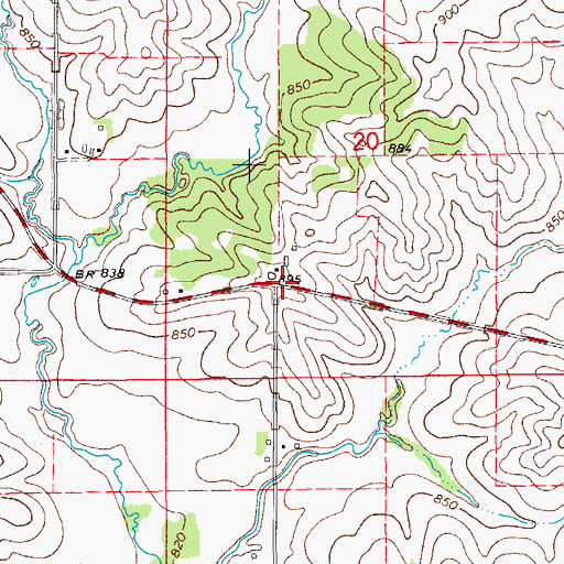 Topographic Map of Sunny Side, IA