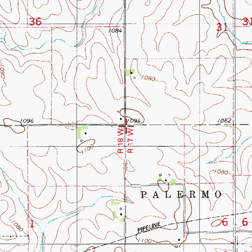 Topographic Map of Palerno, IA