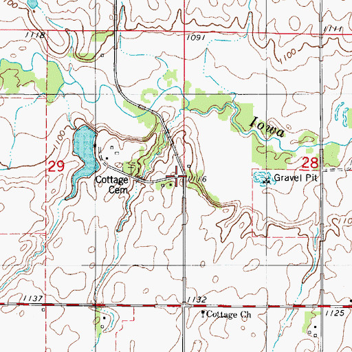 Topographic Map of Cottage, IA