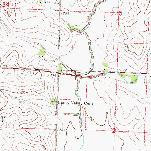Topographic Map of Lucky Valley (historical), IA