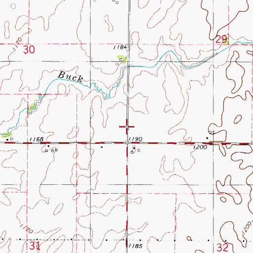 Topographic Map of Waterman, IA