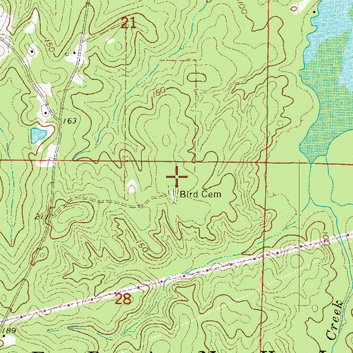 Topographic Map of Bird Cemetery, AR
