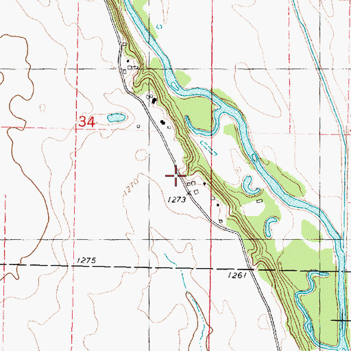 Topographic Map of Black Walnut, IA