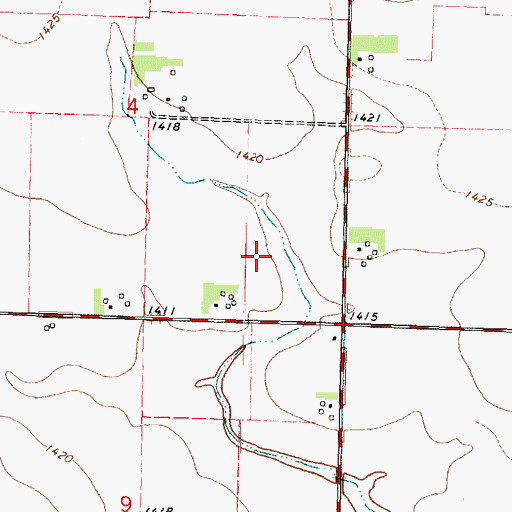 Topographic Map of Ingleville, IA