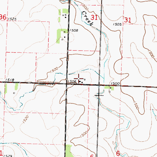 Topographic Map of Elcho, IA