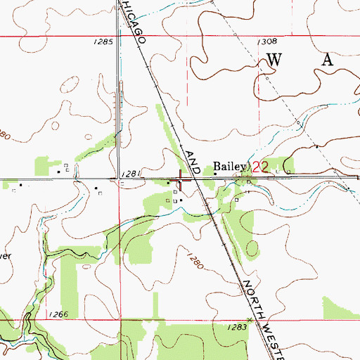 Topographic Map of Wapsie, IA