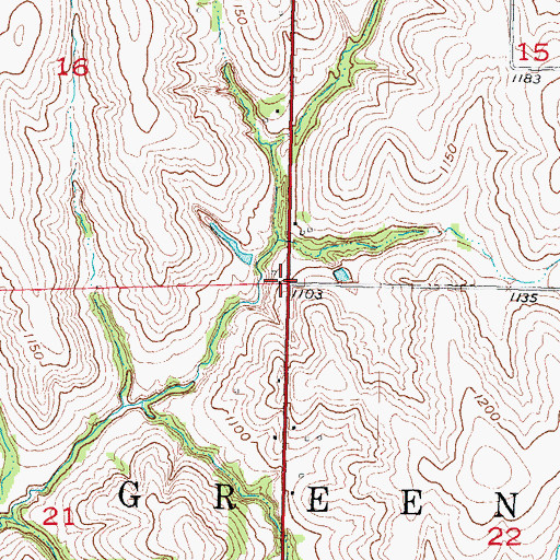 Topographic Map of Dawsonburg, IA