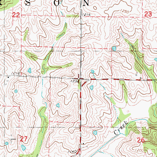 Topographic Map of Kew, IA