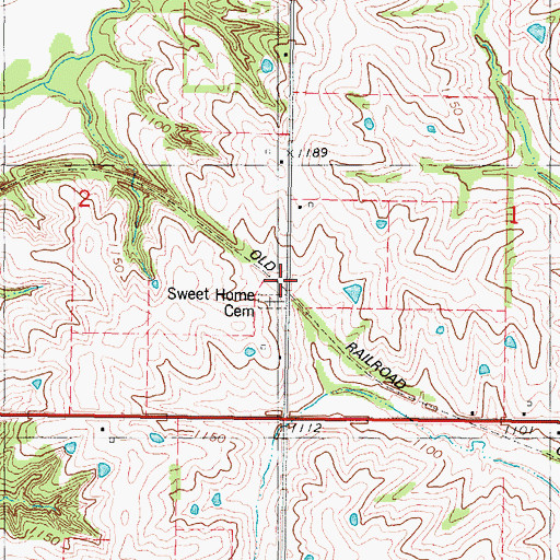 Topographic Map of Lesan, IA