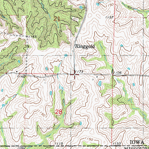 Topographic Map of Ringgold, IA