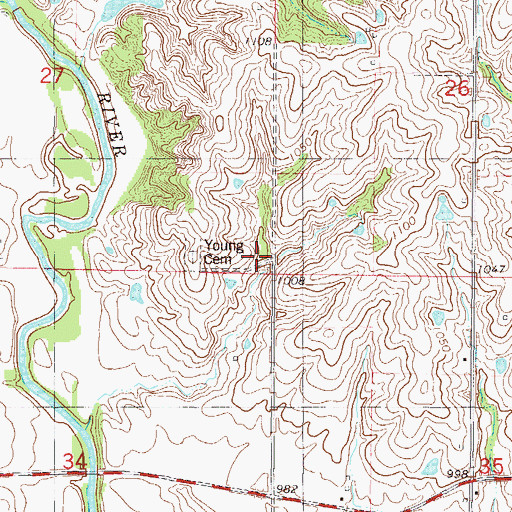 Topographic Map of Woodland, IA