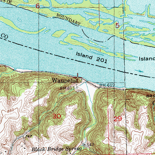 Topographic Map of Waupeton Post Office (historical), IA