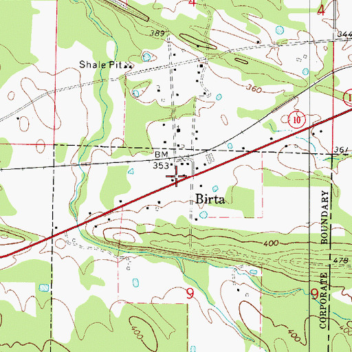 Topographic Map of Birta, AR