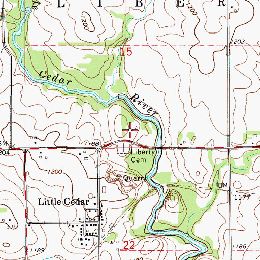 Topographic Map of Little Cedar Post Office (historical), IA