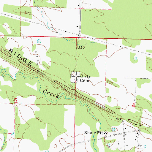 Topographic Map of Birta Cemetery, AR