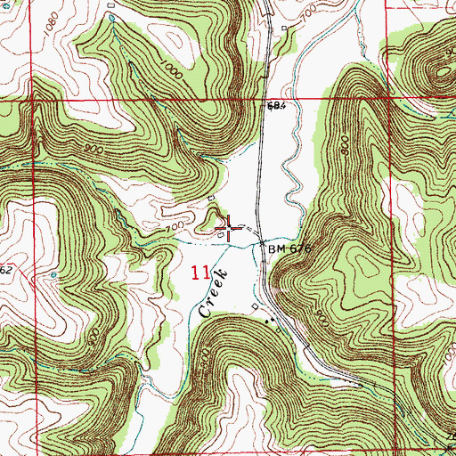 Topographic Map of French Creek Post Office (historical), IA