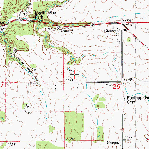 Topographic Map of Woodville Post Office (historical), IA