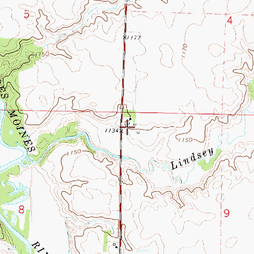 Topographic Map of Kossuth Center Post Office (historical), IA