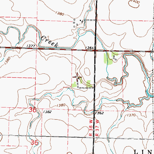 Topographic Map of Willow Creek Post Office (historical), IA