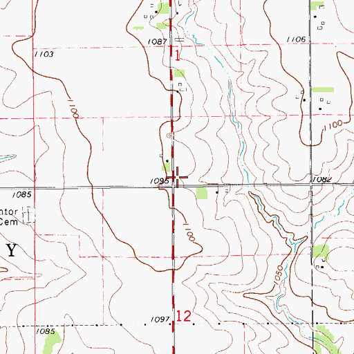 Topographic Map of Mentor Post Office (historical), IA