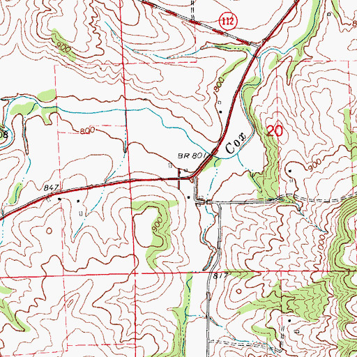 Topographic Map of Cox Creek Post Office (historical), IA