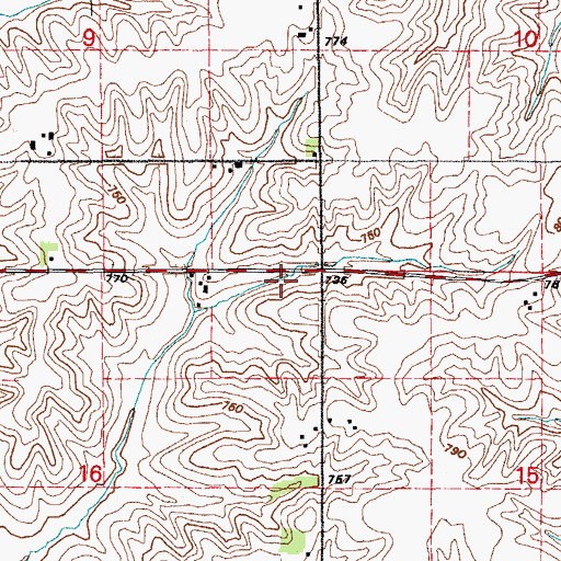 Topographic Map of Unity Post Office (historical), IA