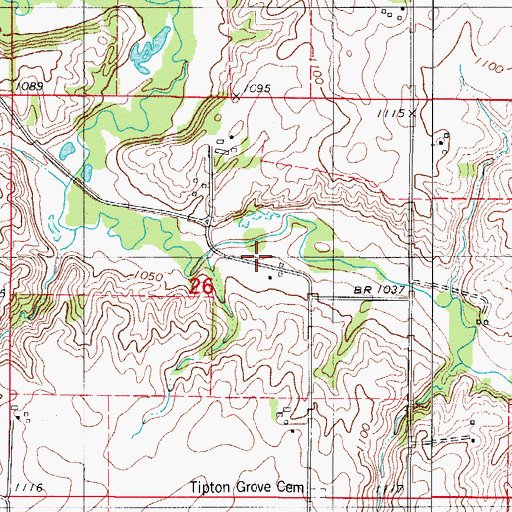 Topographic Map of Tipton Grove Post Office (historical), IA
